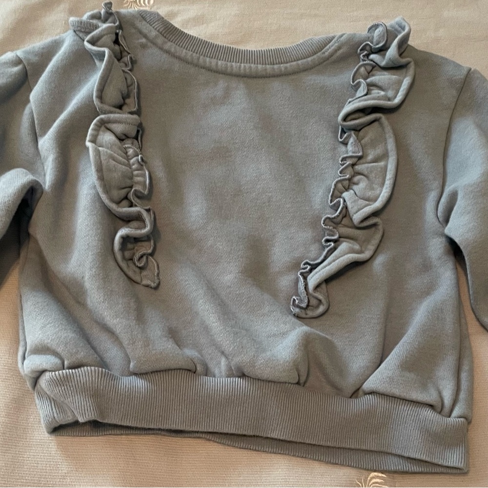 GAP Blue Gray Ruffle Sweatshirt